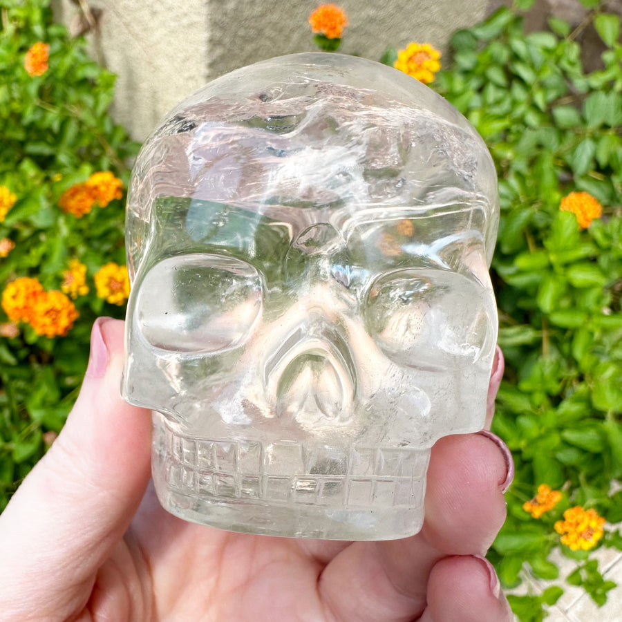 Lemurian Magical Child Crystal Skull with Rainbows Carved by Leandro de Souza