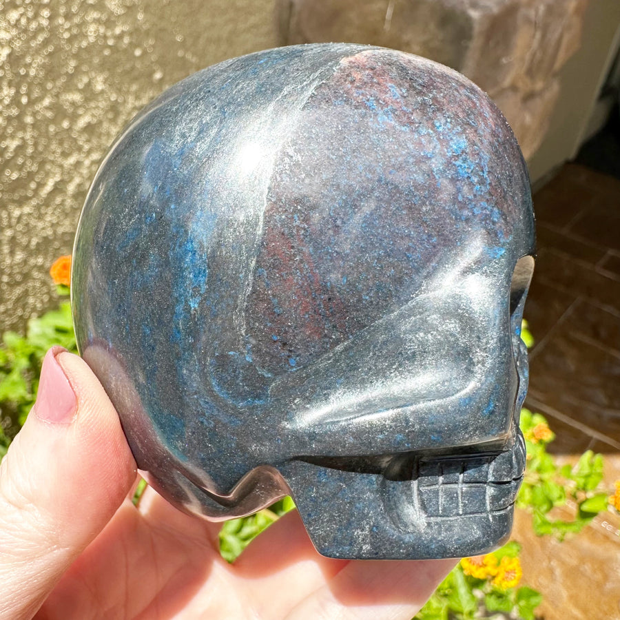 Blue Richterite Magical Child Crystal Skull Carved by Leandro de Souza