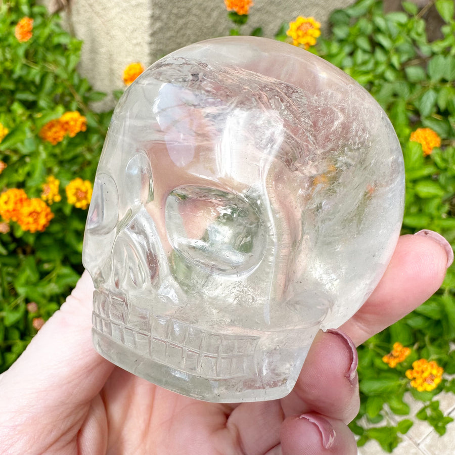 Lemurian Magical Child Crystal Skull with Rainbows Carved by Leandro de Souza