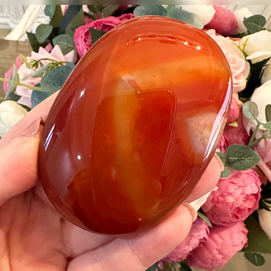 Carnelian Crystal Palm Stone
