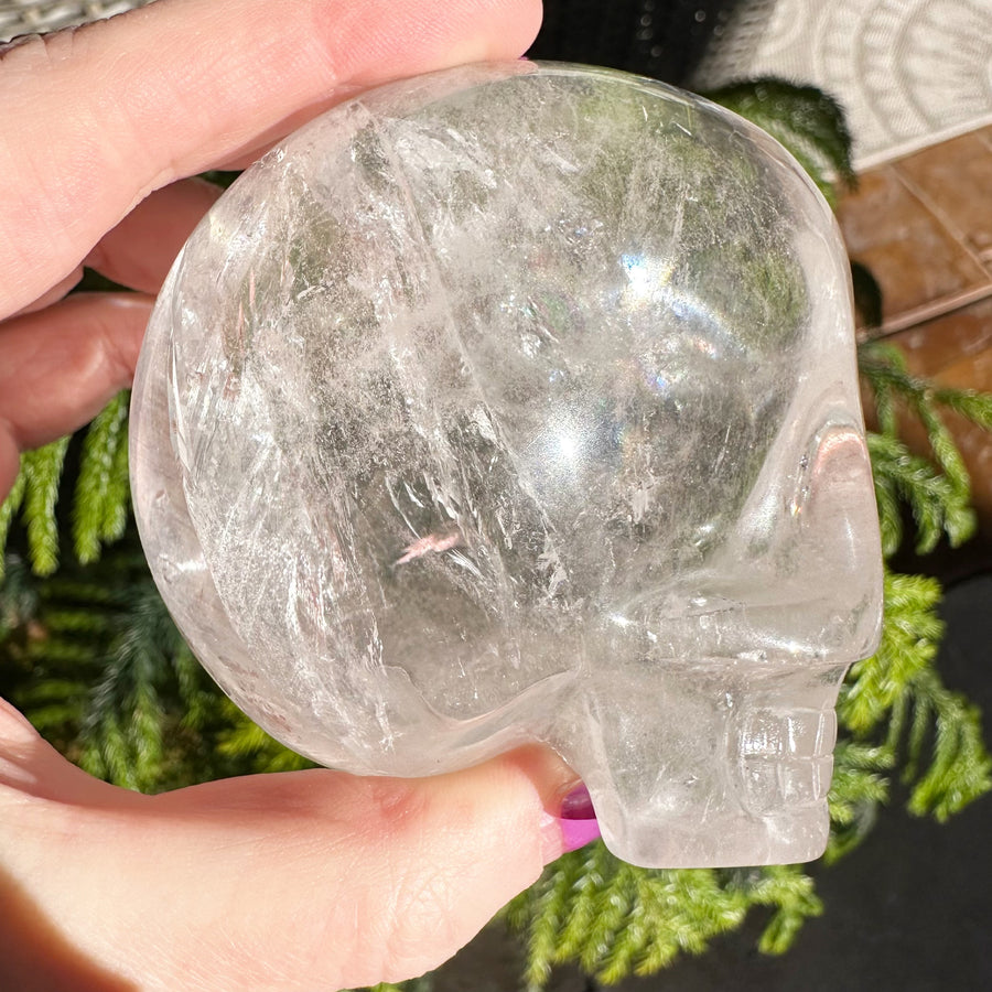 Lemurian Magical Child Crystal Skull with Rainbows Carved by Leandro de Souza