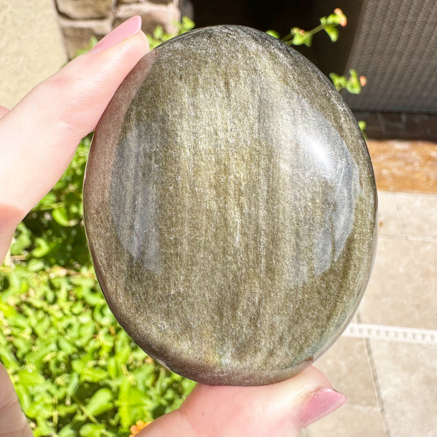 Gold Sheen Obsidian Palm Stone