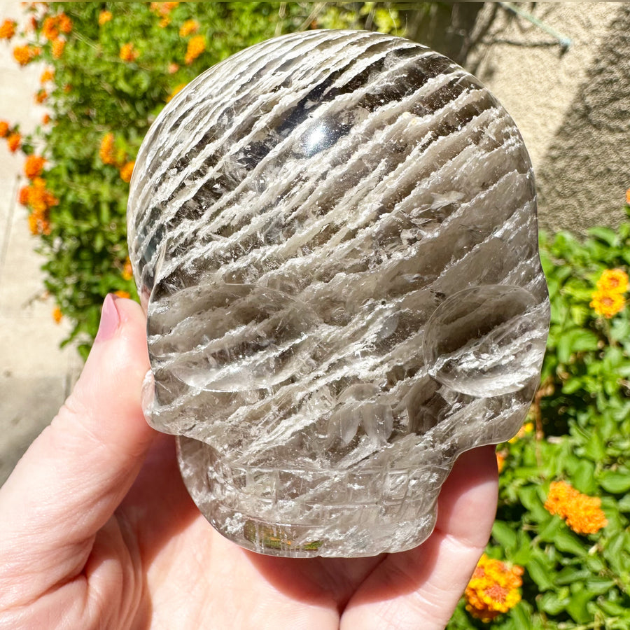 Special Layered Chlorite Magical Child Crystal Skull Carved by Leandro de Souza