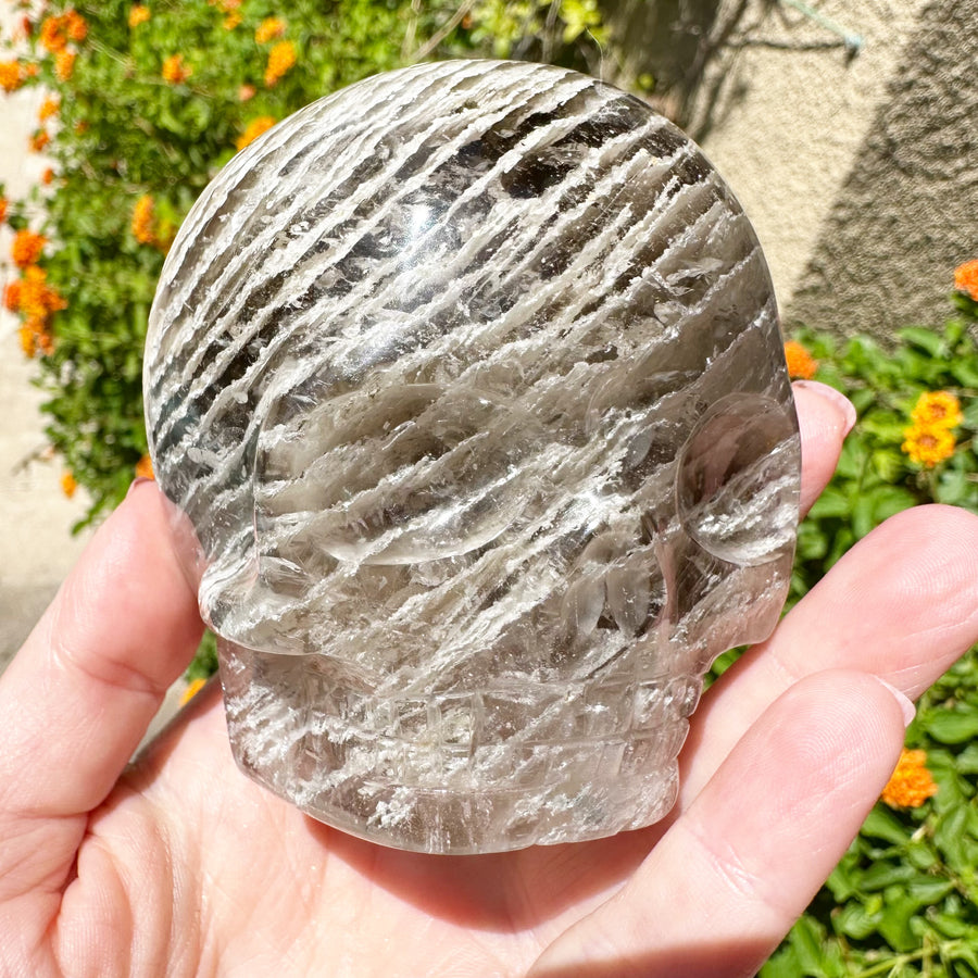 Special Layered Chlorite Magical Child Crystal Skull Carved by Leandro de Souza