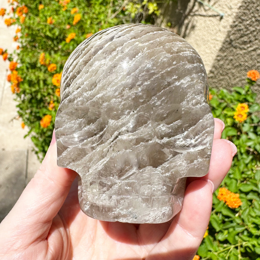 Special Layered Chlorite Magical Child Crystal Skull Carved by Leandro de Souza