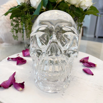 Water Clear Lab Quartz Crystal Skull Master with Detachable Jaw