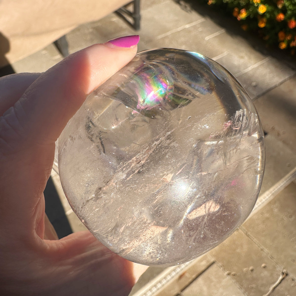 Clear Sirius Quartz Crystal Skull with Rainbows Carved by Leandro de Souza