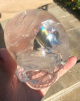 Clear Sirius Quartz Crystal Skull with Rainbows Carved by Leandro de Souza