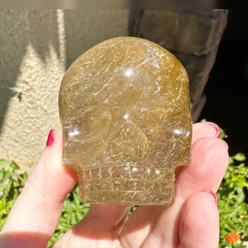 Golden Rutile Citrine Magical Child Crystal Skull Carved by Leandro de Souza