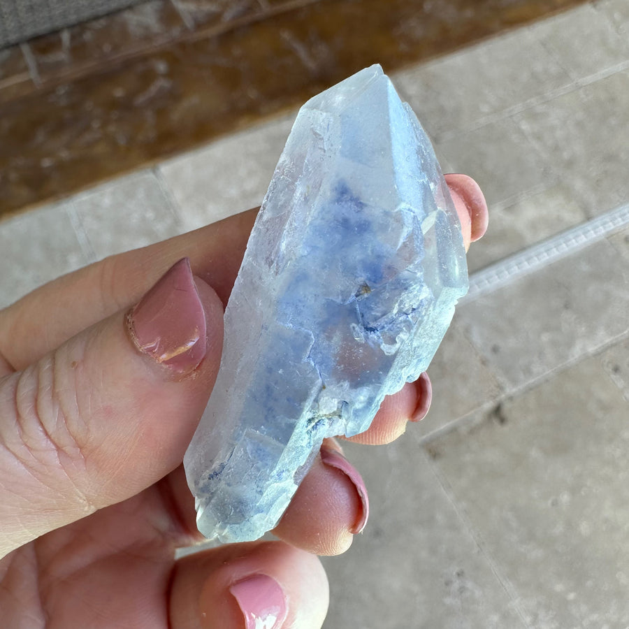 DT Natural Dumortierite in Quartz Crystal Point Self-Healed