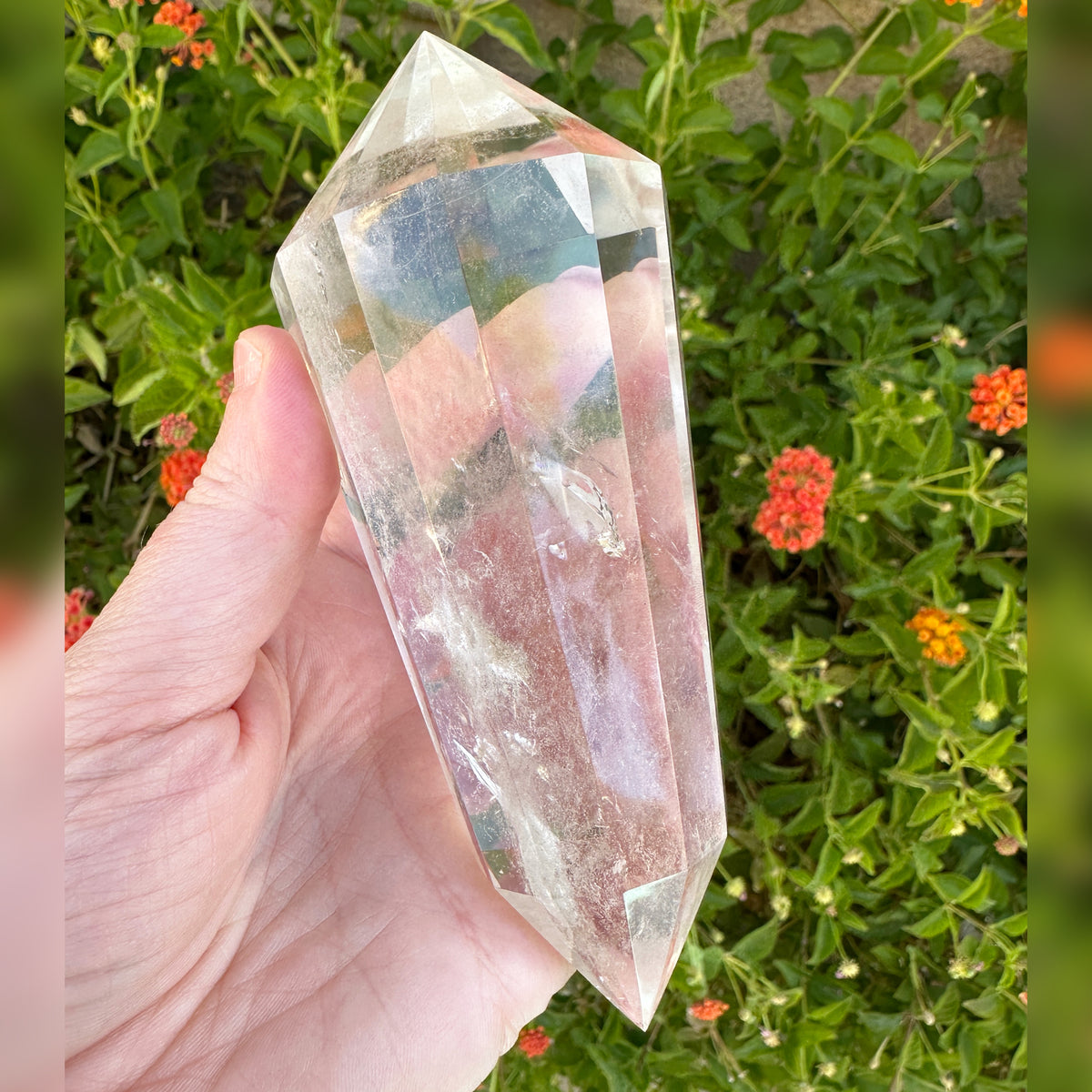 Rainbow Quartz Vogel Style Wand 12 Sided