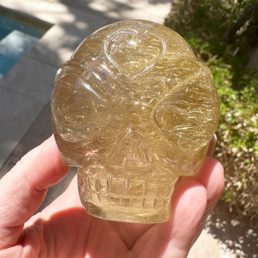 Golden Rutile Citrine Star Child Crystal Skull Carved by Leandro de Souza