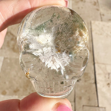 Lodolite Quartz  Palm Crystal Skull Carved by Leandro de Souza
