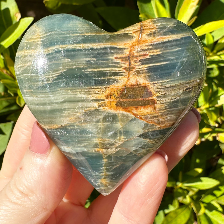 Lemurian Aquatine Calcite Crystal Heart