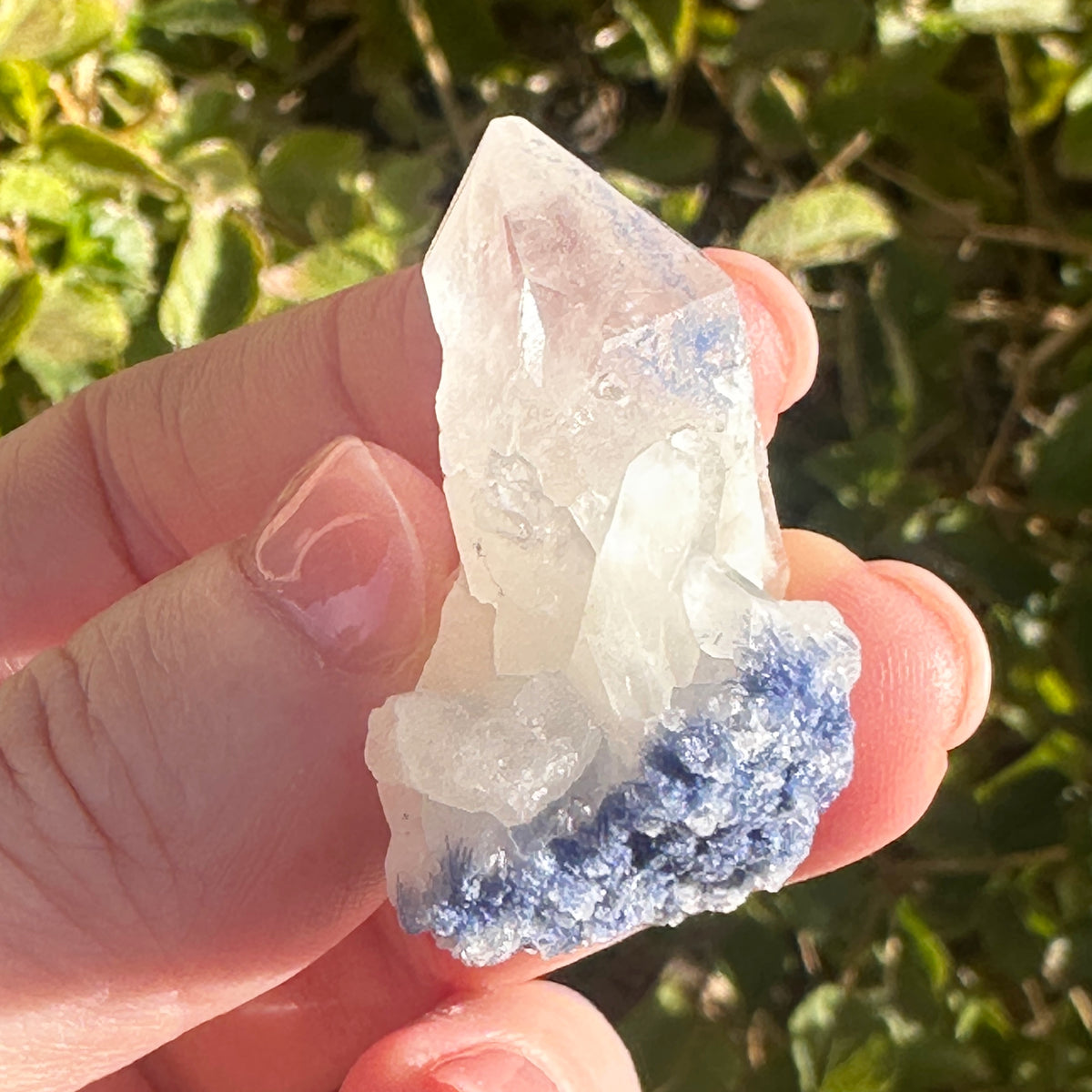 Natural Dumortierite in Quartz Crystal Point