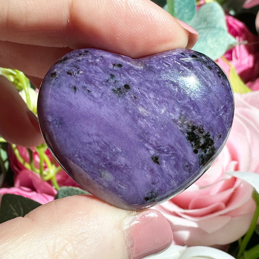 AA Grade Charoite Crystal Heart