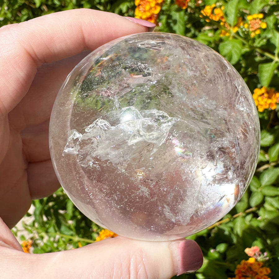 Lemurian Quartz Crystal Sphere with Rainbows