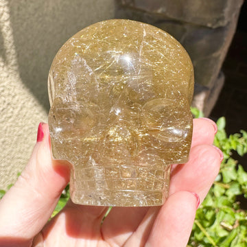 Golden Rutile Citrine Magical Child Crystal Skull Carved by Leandro de Souza