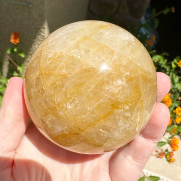 Large Golden Healer Quartz Crystal Sphere