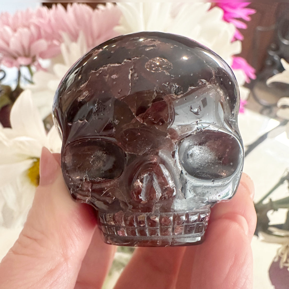 Garnet Magical Child Crystal Skull Carved by Leandro de Souza