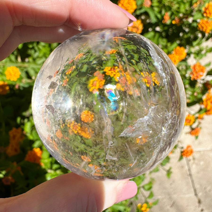 Lemurian Quartz Crystal Sphere with Rainbows