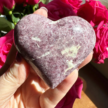 Lepidolite Palm Stone Heart