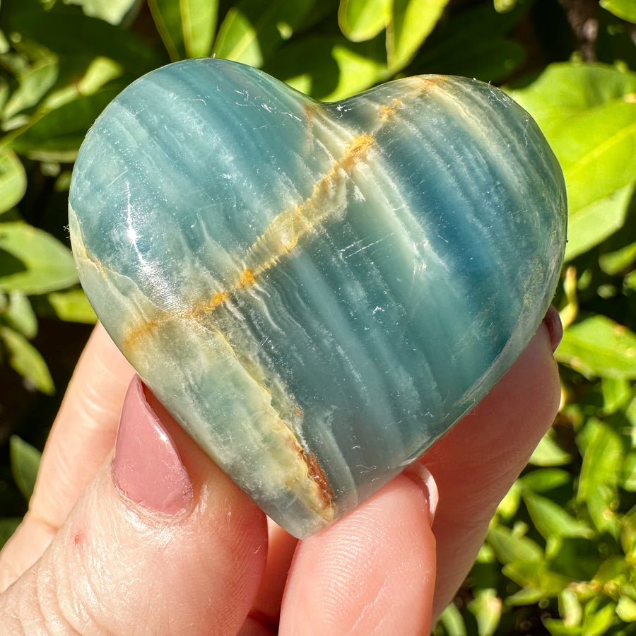 Lemurian Aquatine Calcite Crystal Heart