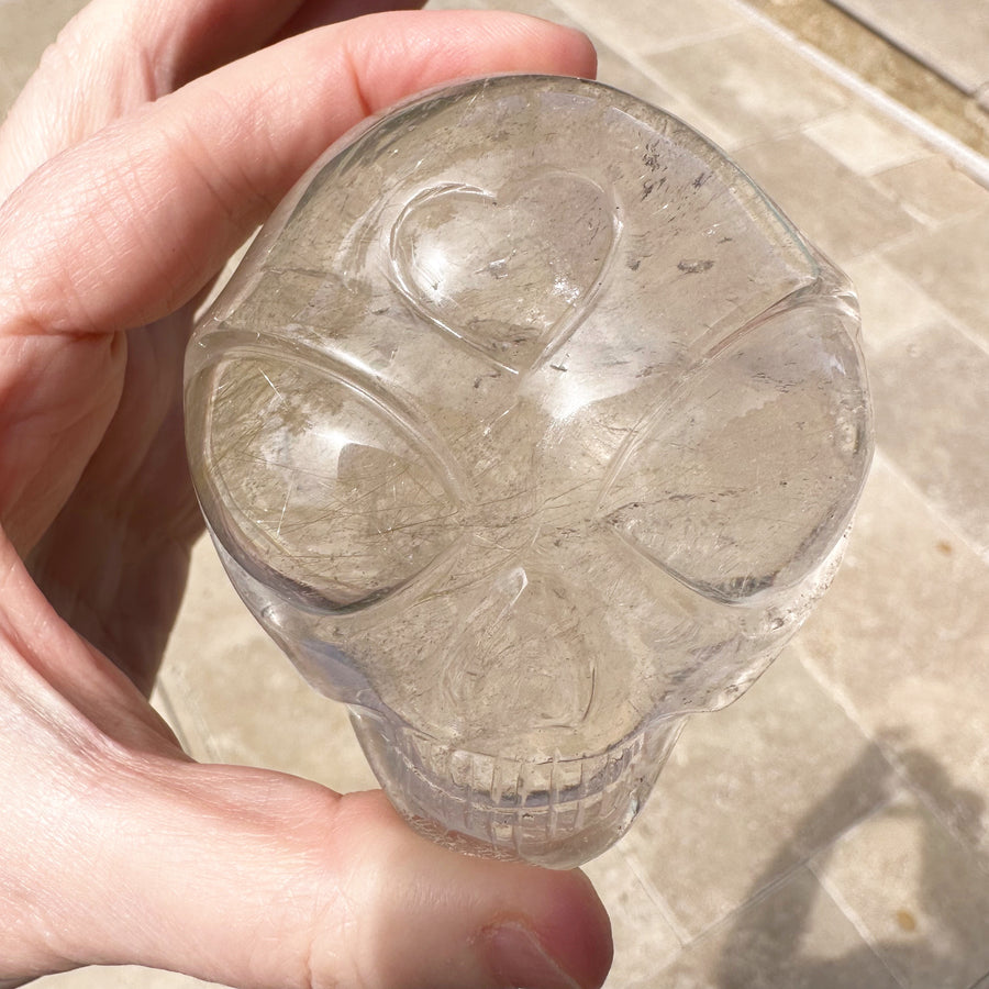 Golden Rutile Citrine Star Child Palm Crystal Skull Carved by Leandro de Souza