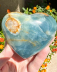 Large Lemurian Aquatine Calcite Crystal Heart