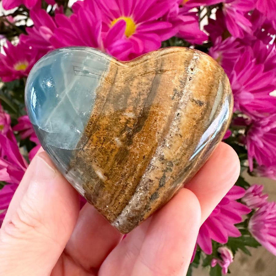 Lemurian Aquatine Calcite Crystal Heart