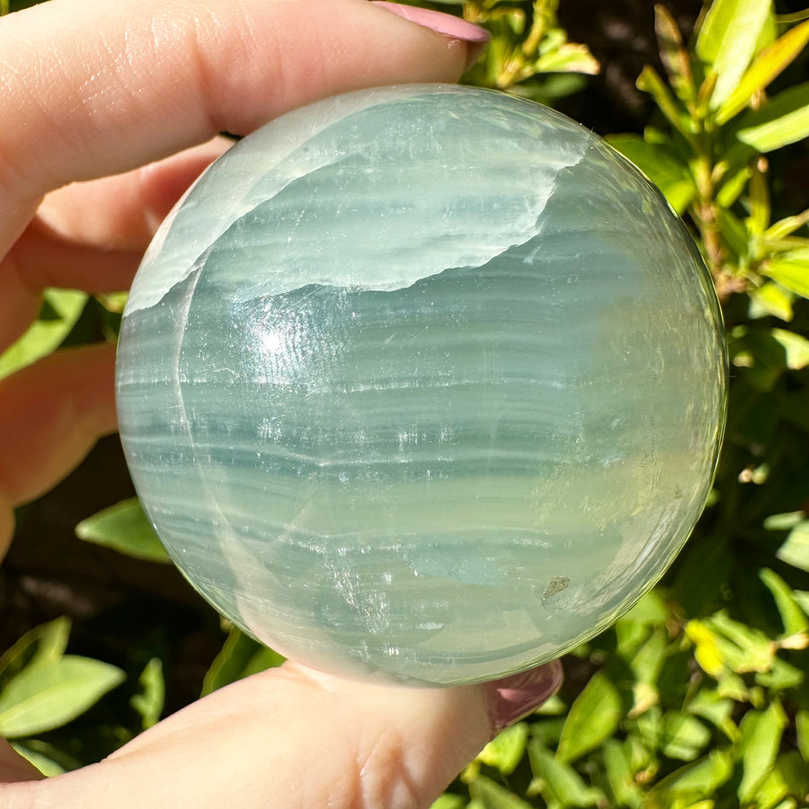 Lemurian Aquatine Calcite Crystal Sphere