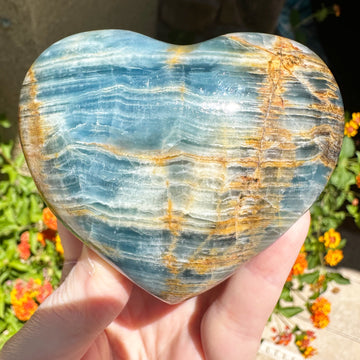 Large Lemurian Aquatine Calcite Crystal Heart