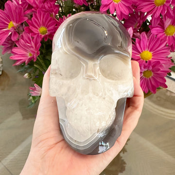 Agate Geode Crystal Skull