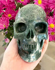Green Moss Agate Crystal Skull