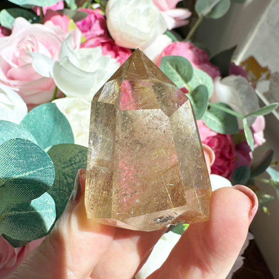 Golden Rutile Citrine Crystal Tower