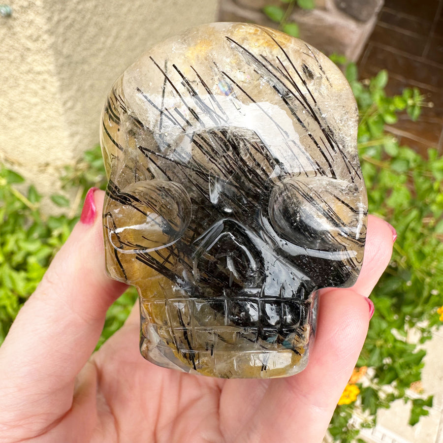 Tourmaline Rutile Magical Child Crystal Skull Carved by Leandro de Souza