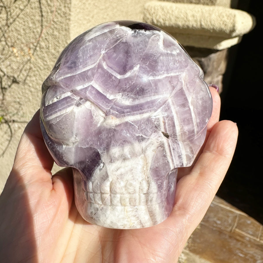 Chevron Amethyst Star Child Crystal Skull Carved By Leandro de Souza