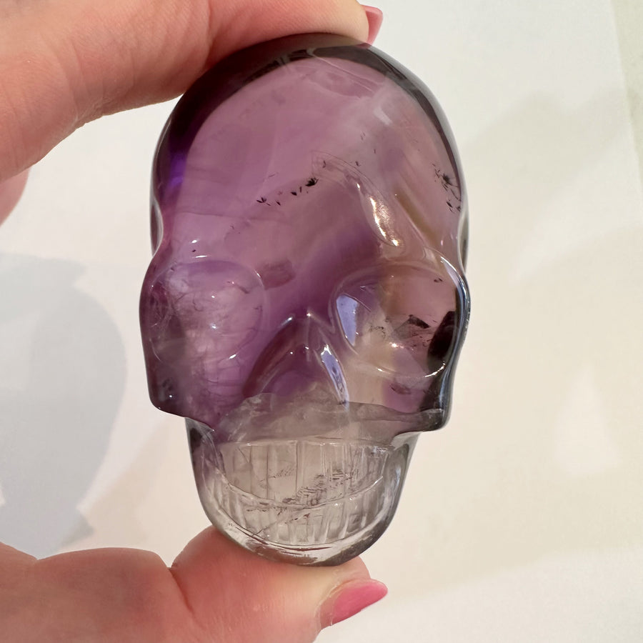 RESERVED Ametrine Phantom Palm Crystal Skull Carved by Leandro de Souza