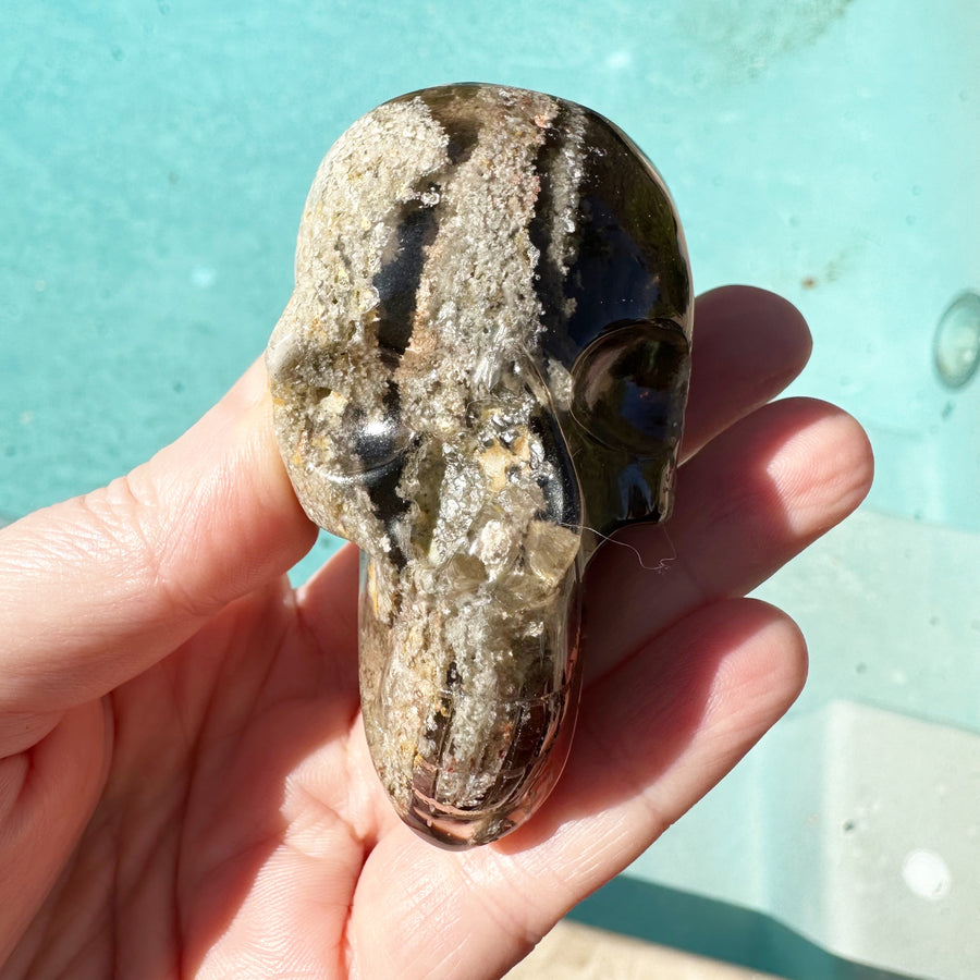 Chlorite Lodolite Quartz Crystal Skull Carved by Igor de Souza