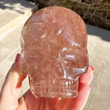 Pink Rutile Magical Child Crystal Skull Carved by Leandro de Souza