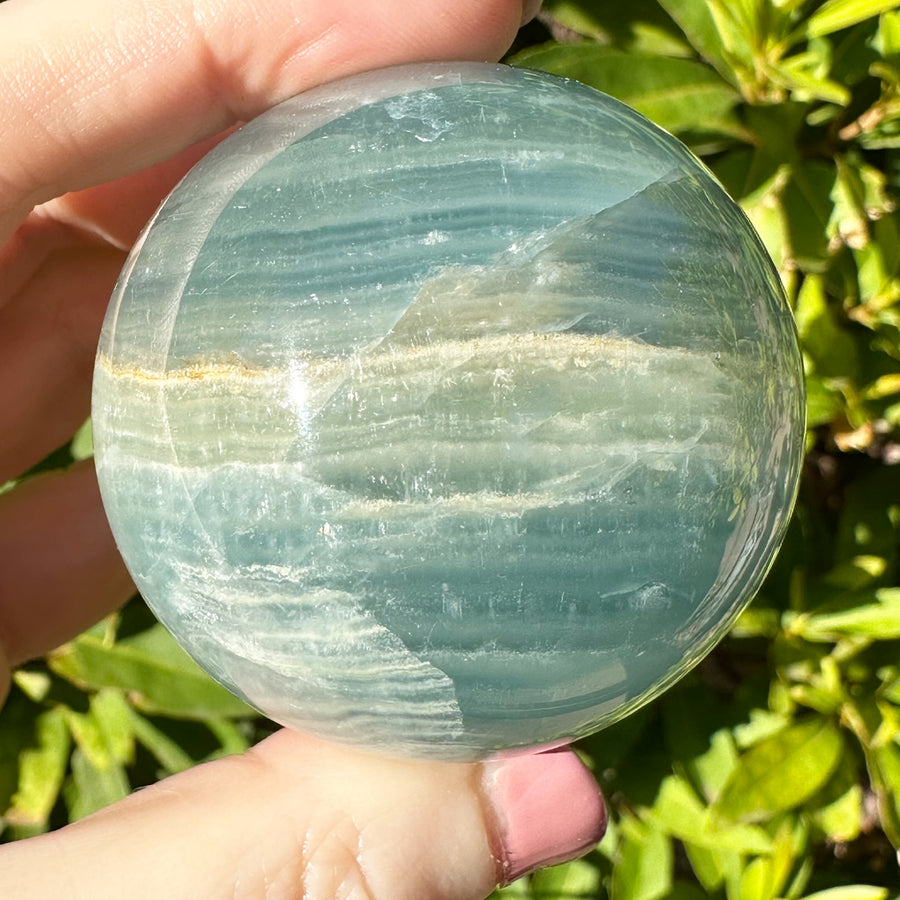 Lemurian Aquatine Calcite Crystal Sphere