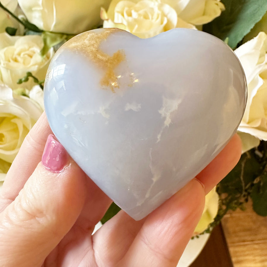 Blue Chalcedony Crystal Heart