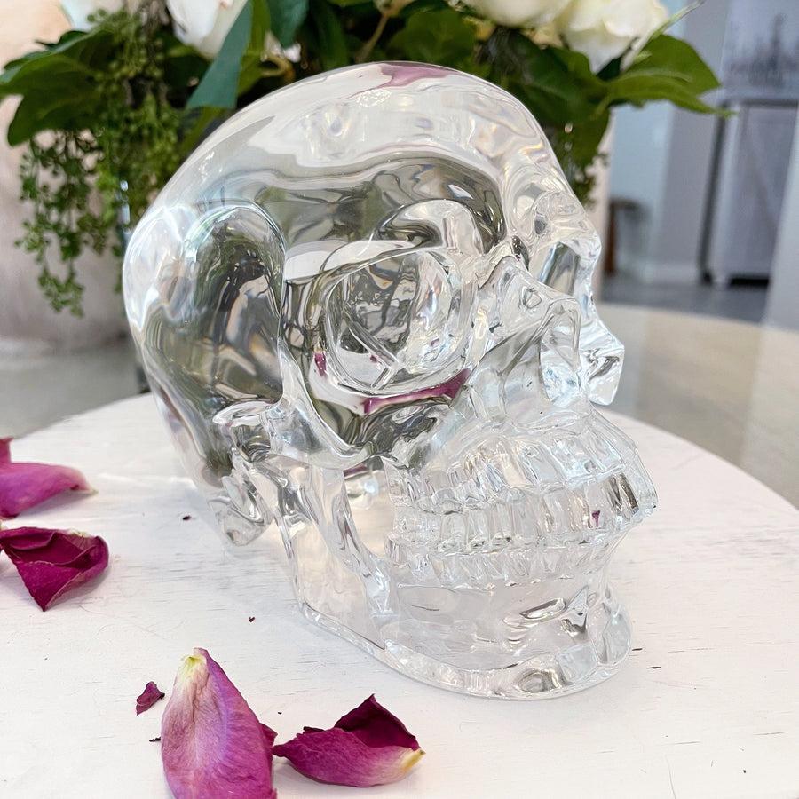 Water Clear Lab Quartz Crystal Skull Master with Detachable Jaw