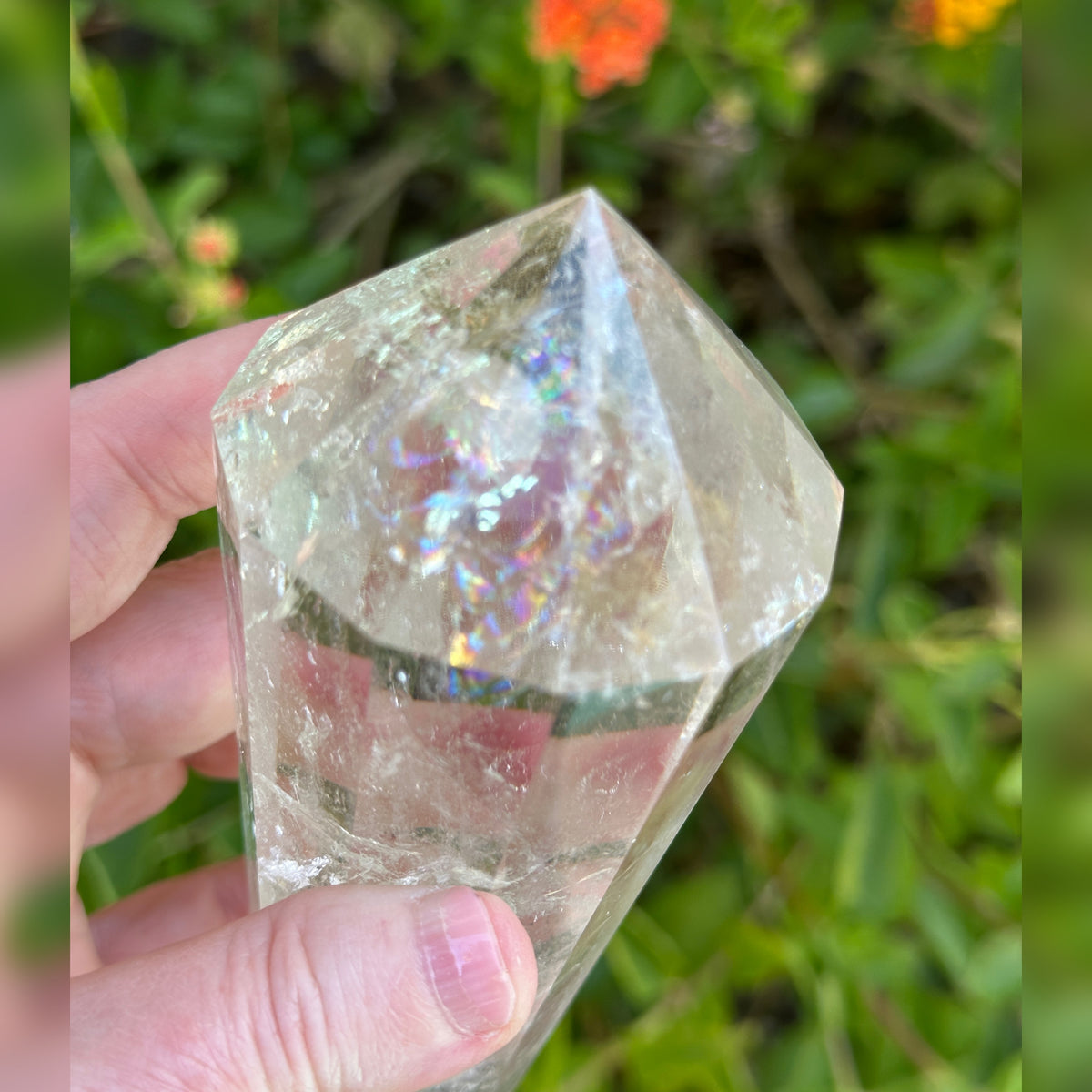 Rainbow Quartz Vogel Style Wand 12 Sided