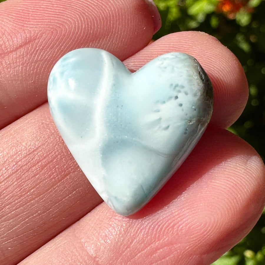 Natural Larimar Crystal Heart Cabochon