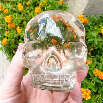 Light Citrine Magical Child Crystal Skull Carved by Leandro de Souza