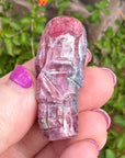 Pink and Blue Tourmaline Palm Skull by Igor de Souza