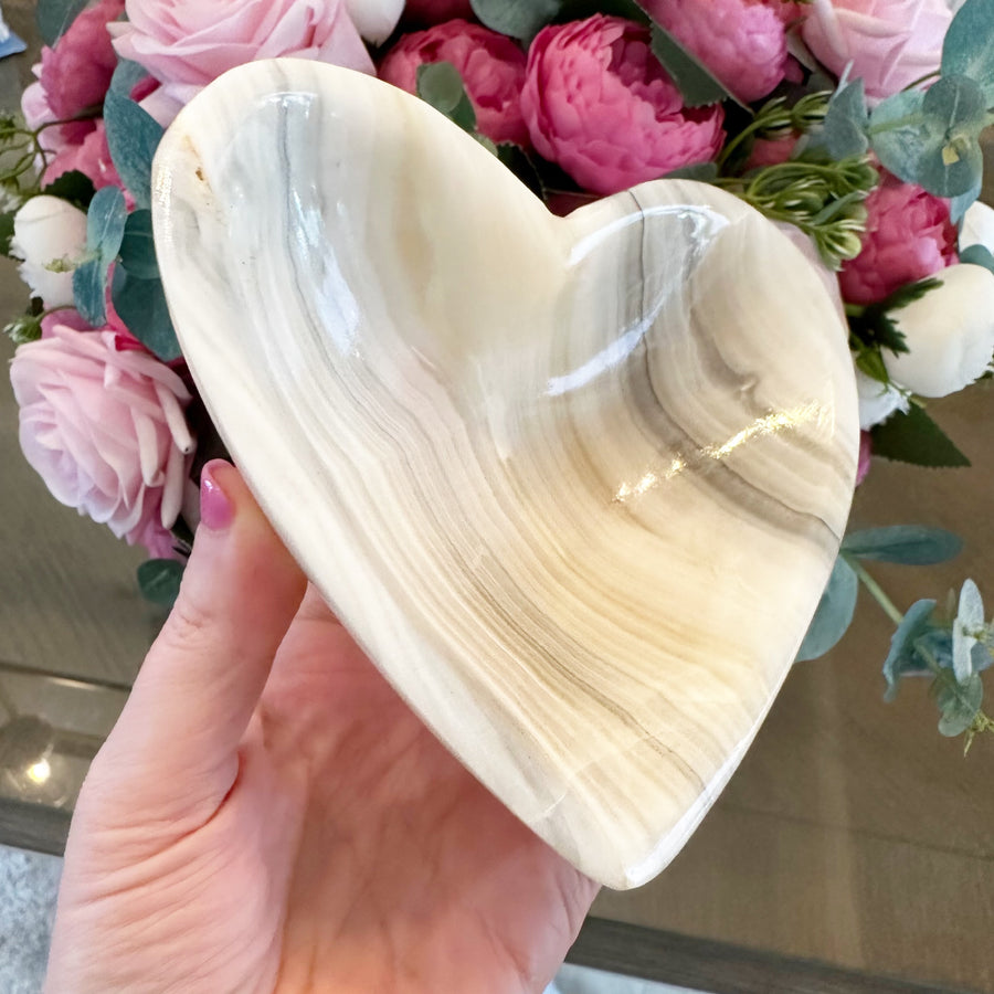 White Onyx Heart Dish