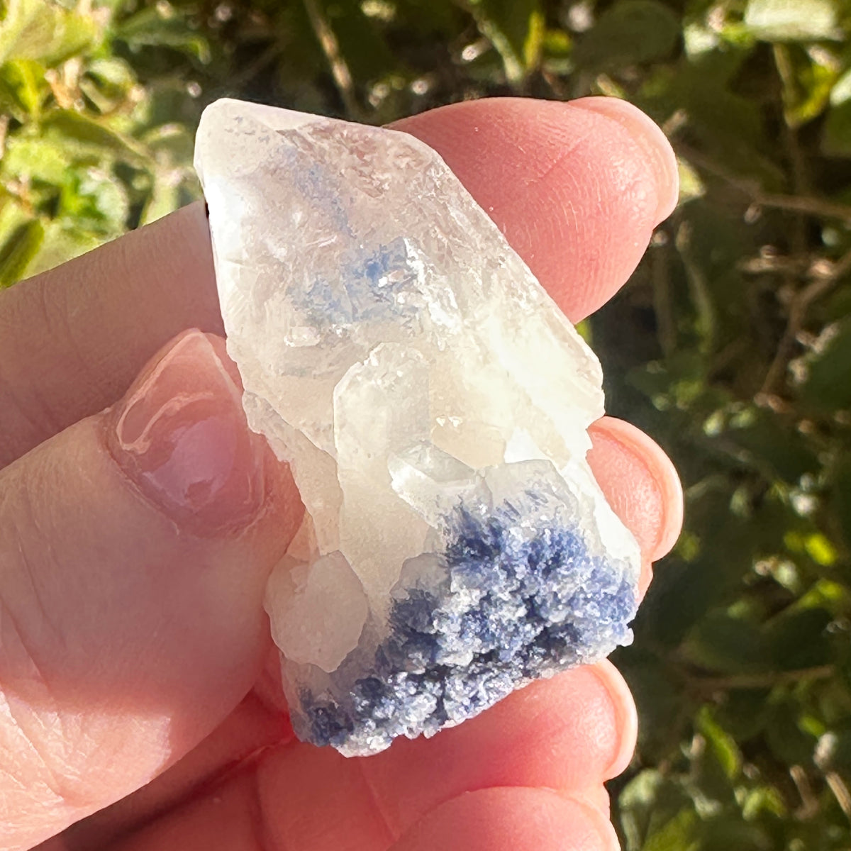 Natural Dumortierite in Quartz Crystal Point