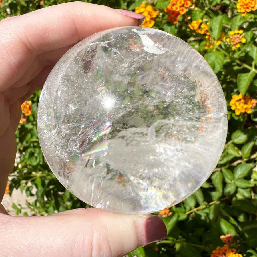 Lemurian Quartz Crystal Sphere with Rainbows